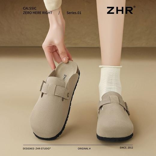 ZHR则则真皮牛反绒半拖包头勃肯鞋女情侣款百搭ins半拖鞋女博肯鞋 商品图2