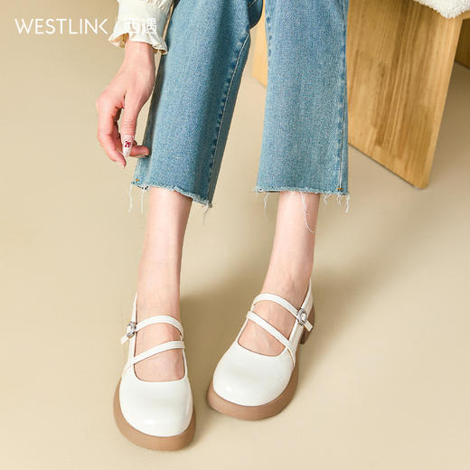 西遇玛丽珍小皮鞋女新款春夏法式亮面厚底低跟软底不累脚单鞋V0556526 商品图2