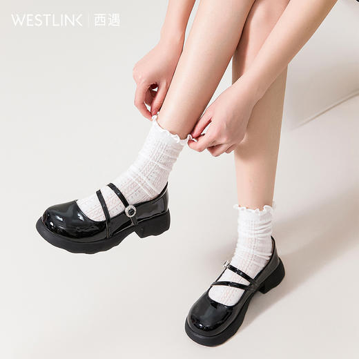 西遇玛丽珍小皮鞋女新款春夏法式亮面厚底低跟软底不累脚单鞋V0556526 商品图1