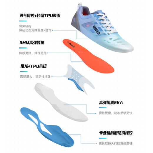 GEWO杰沃PX-2401冰焰专业乒乓球鞋捷沃运动鞋训练比赛男款女款乒乓球鞋 商品图4