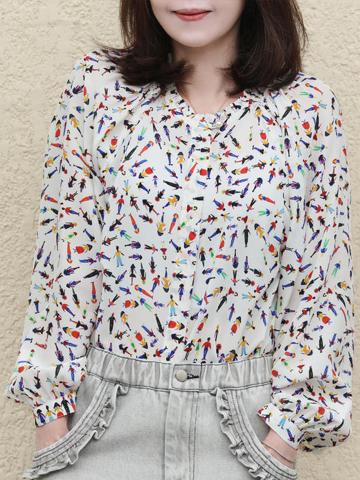 TYNVIE 荷叶边领插肩衬衫 - 印花 商品图2