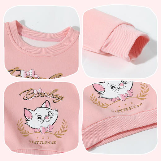 贝贝怡2025春秋新款女童圆领卫衣卡通猫咪印花套头上衣运动休闲卫衣 商品图12