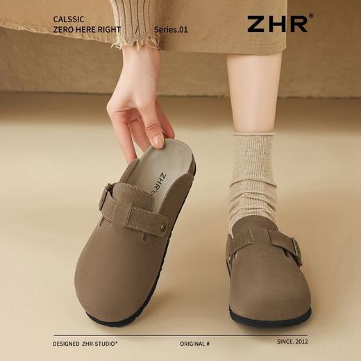 ZHR则则真皮牛反绒半拖包头勃肯鞋女情侣款百搭ins半拖鞋女博肯鞋 商品图8