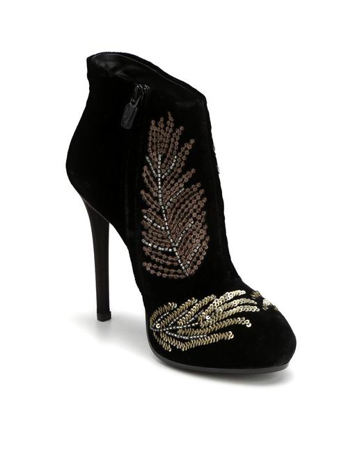 008955600604 罗杰维维亚ROGER VIVIER 女款黑色贴片装饰绒布高跟鞋 商品图1