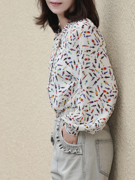 TYNVIE 荷叶边领插肩衬衫 - 印花 商品图1