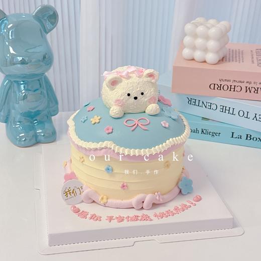 粉蓝系卡通小动物蛋糕-低糖处理无添加 商品图0