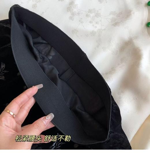 喜鹊竹叶直筒微A显瘦知性优雅丝绒半裙 商品图13