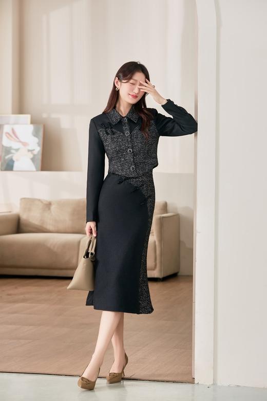 Le Malene 黑色气质小香风外套半裙套装 19507 商品图1
