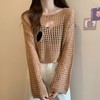 【镂空针织衫】春季新款 外穿罩衫 设计感小众破洞 宽松长袖短款上衣女  商品缩略图7