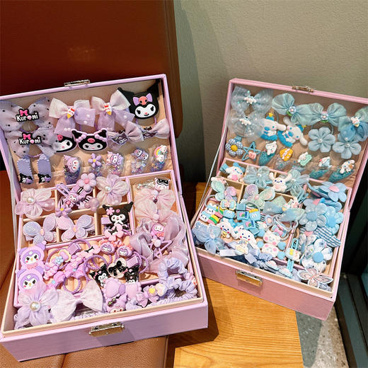 【精致皮筋首饰盒，多款发饰搭配！】儿童发饰礼盒 小女孩生日礼物 六一公主皮筋首饰盒套装 女童发夹头饰-QQ 商品图3