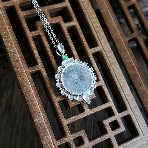 【天然正品】AU750白金镶钻镶天然冰种平安扣翡翠吊坠项链150325AH36 现售价：2980 商品图8