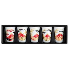 日本进口西庵窑富士彩冷酒杯套装