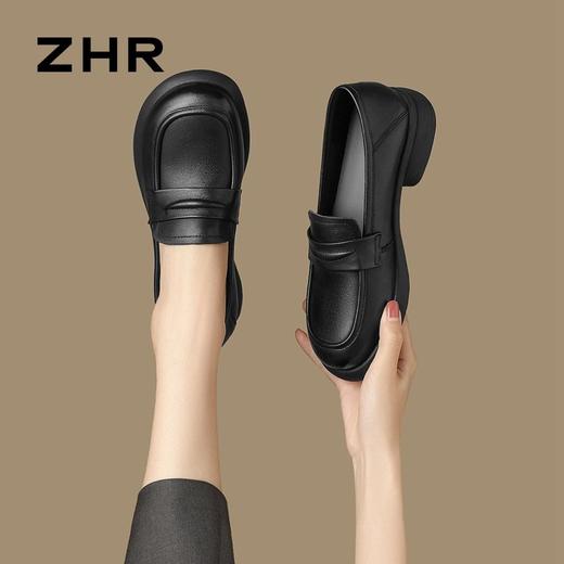 ZHR则则头层牛皮单鞋女2024爆款英伦风真皮乐福鞋轻便百搭ins女鞋 商品图8