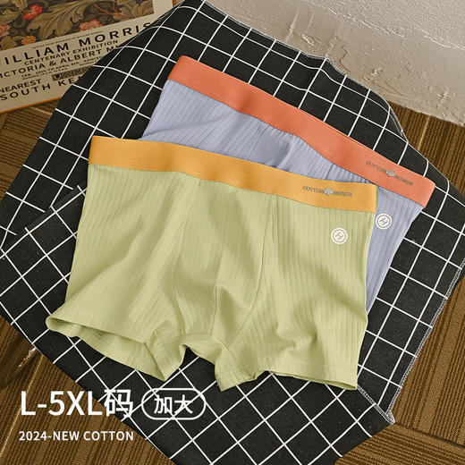「4条装！数套配色」俞兆林新款4条装 男士内裤内衣加肥加大码舒适裸感棉质男式平角裤 商品图3