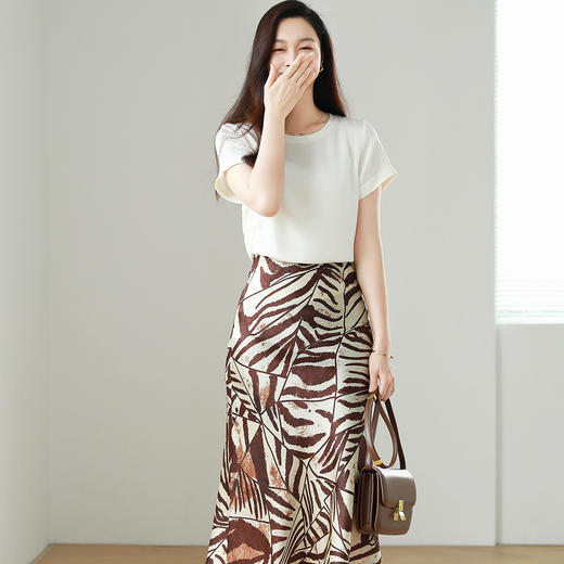 火桐hooton 棕榈磐影16姆米真丝缎半裙Q1507 商品图1