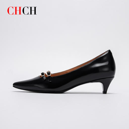 CHCH平衡鞋2025春夏新品商场同款优雅通勤尖头牛漆皮浅口女单鞋CP1B5171 商品图4