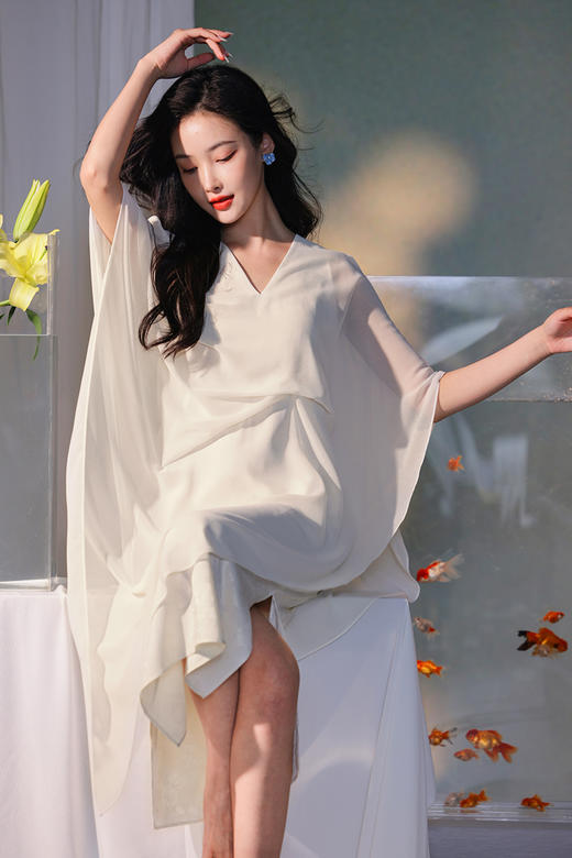 逸红颜明月优选#海岛度假裙「云仙」假两件设计,外层雪纺飘逸灵动,美似洛神~ 商品图6