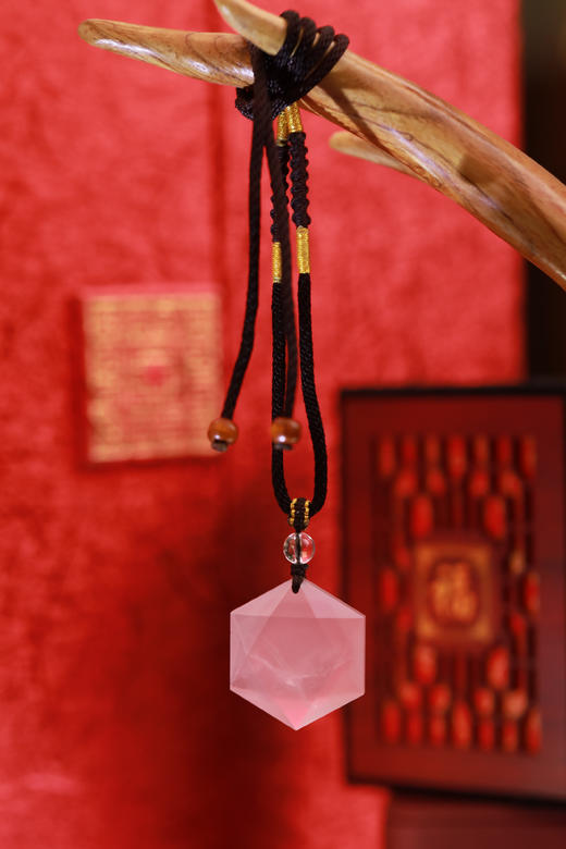 粉水晶六芒星吊坠直径约3cm【器悟雅玩】 商品图0