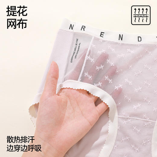 【4条装】熳洁儿 女士内裤50支兰精人棉提花蕾丝中腰25262106 商品图4