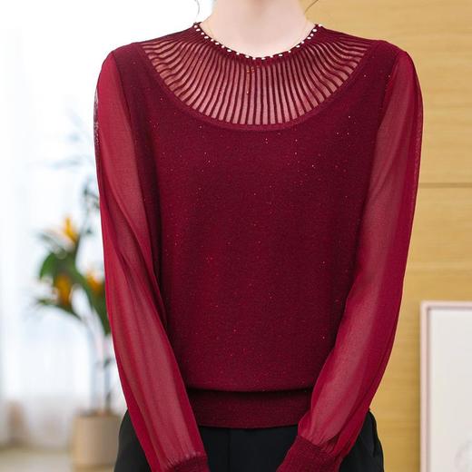 蕾丝拼接设计感休闲百搭羊毛针织衫CC-28-1337 商品图1