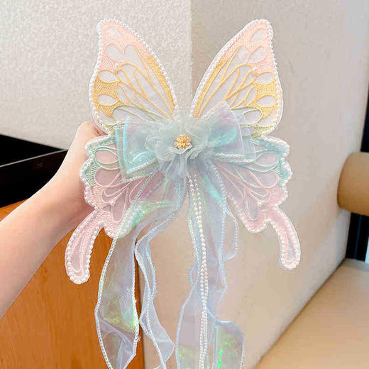 【全新造型，好看百搭】新款儿童发夹 女大号蝴蝶飘带公主头饰 女孩后脑勺发卡夹子发饰-QQ 商品图5