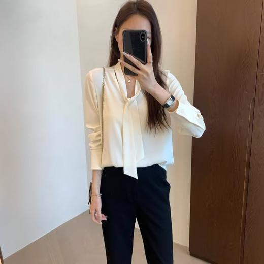 早春飘带蝴蝶结优雅垂感OL衬衫 商品图0