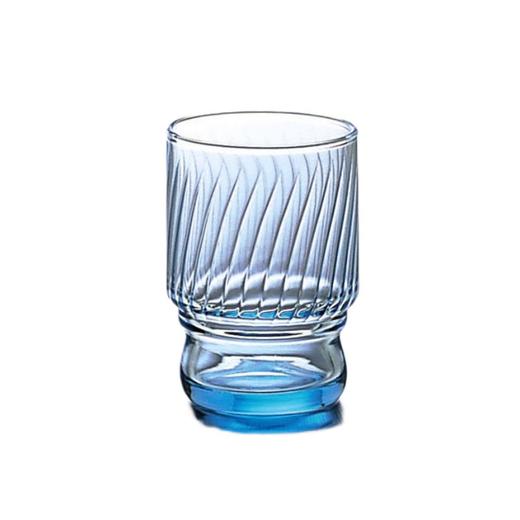 日本进口石塚硝子平底玻璃杯牛仔纹蓝色-6C466 商品图0