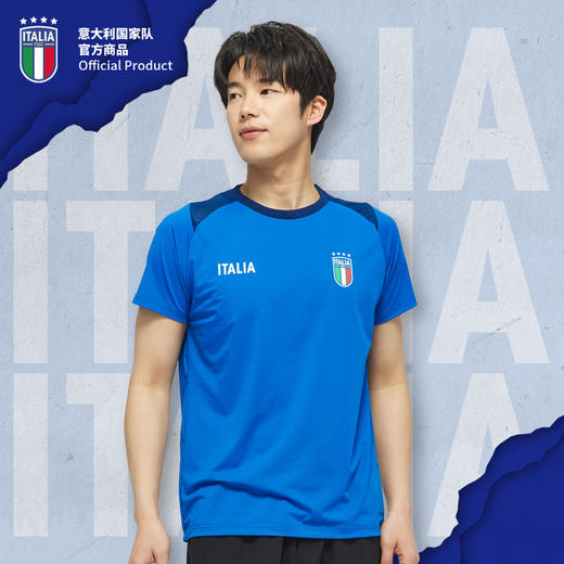 【官方正版】意大利国家队 | 经典队徽拼接速干短袖运动T恤简约 商品图0