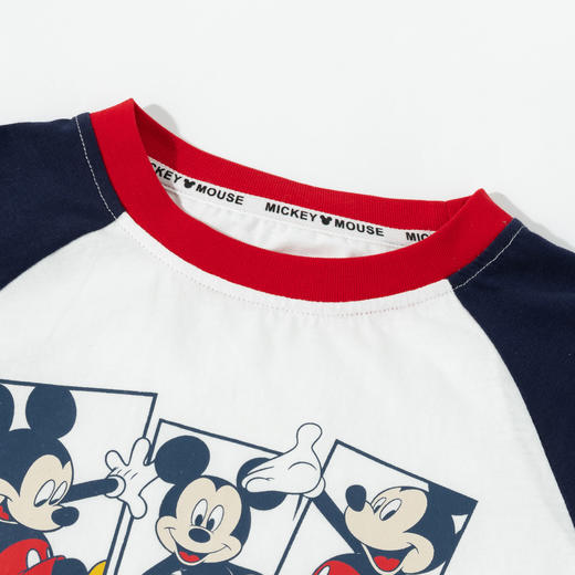 迪士尼【5A抑菌】25夏季新款男童插肩袖T恤卡通米奇撞色短袖打底衫ZD2ES025* 商品图6
