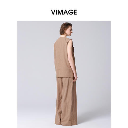 VIMAGE纬漫纪气质高腰垂感直筒休闲裤2025夏季新款V2305932 商品图4