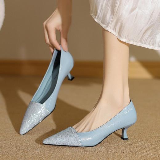 【预售5天】羊皮尖头高跟鞋拼色格利特单鞋女日常通勤工作鞋YS&0151 商品图1