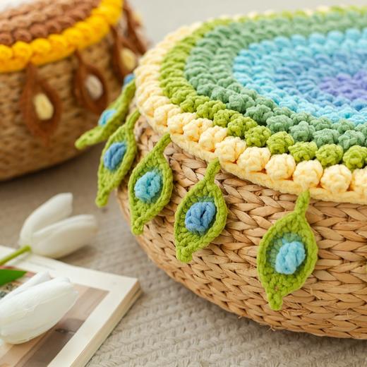 苏苏姐家孔雀羽坐垫手工diy编织钩针毛线团自制坐垫材料包 商品图1