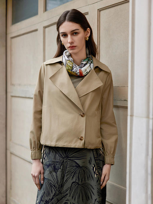 【短款风衣外套】25年春夏新品女士气质翻领卡其色休闲薄款外套 商品图2