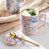 nosin诺轩中式复古水墨丹青牡丹陶瓷马克杯子带盖个性女水杯家用诺轩水墨丹青马克杯铂金灰 商品缩略图3