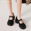 西遇厚底玛丽珍鞋女新款春夏亮面配裙子黑色单鞋增高JK小皮鞋V0556444 商品缩略图2