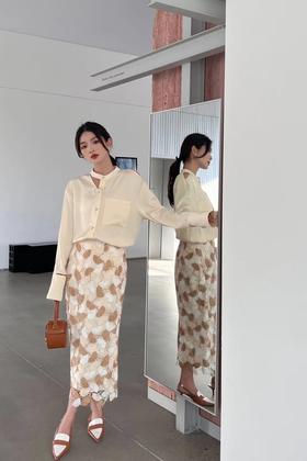 Le Malene 蕾丝镂空包臀半裙 17982