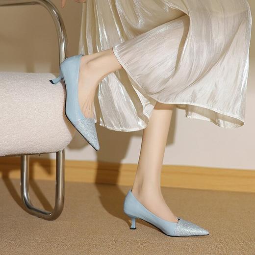 【预售5天】羊皮尖头高跟鞋拼色格利特单鞋女日常通勤工作鞋YS&0151 商品图4