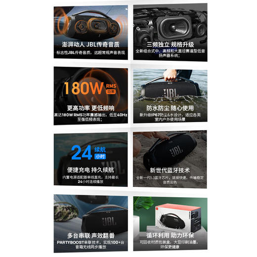 JBL_BOOMBOX3_音乐战神三代_便携蓝牙音箱_低音炮_户外音箱_防尘防水_家庭影院音响_音响礼物_黑色 商品图1