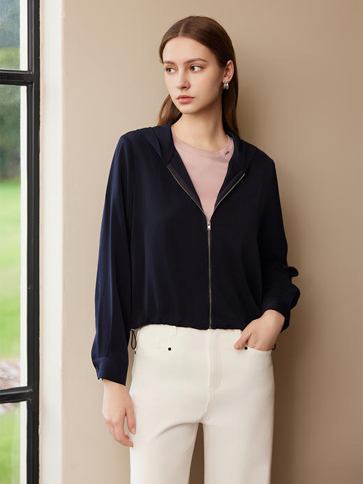 【短款连帽外套】25年春夏新品女士薄款时尚休闲黑色外套 商品图2