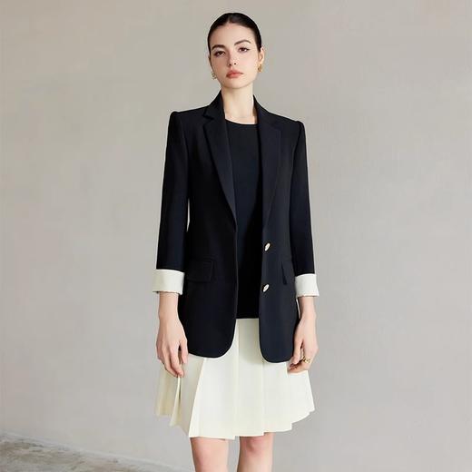 IWY/韩系风格穿搭一整套春秋季新款时尚套装黑白撞色西装连衣裙C2230+Q1296 商品图0