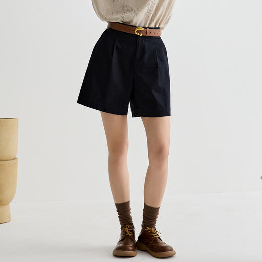 谜底短裤女2025夏季新品百搭日常弹力LOGO短裤合身裤子252MK0573 商品图0