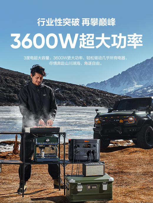 电小二【3度电新品3600W大功率】大容量快充户外电源220V移动电源户外作业停电应急备用储能电源3000Pro2 商品图1