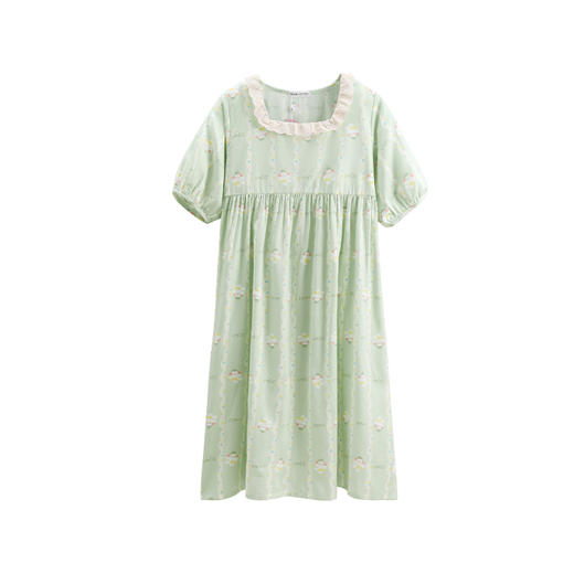 芬腾睡裙女夏季新款短袖睡衣裙可爱布朗熊甜美休闲大码家居裙中裙 商品图4