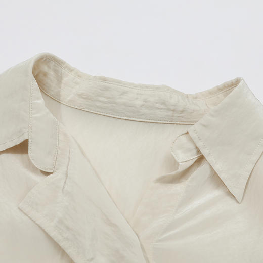 谜底衬衫长袖女2025夏季新品通勤波浪大廓形H型中长衬衣252MC0563 商品图3