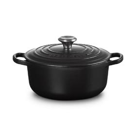 法国进口（Le Creuset）酷彩铸铁锅圆形20cm2.4L哑光黑色
