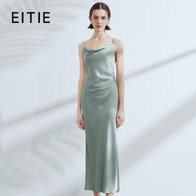 EITIE爱特爱春季新款优雅荡领修身开叉吊带连衣裙7807533