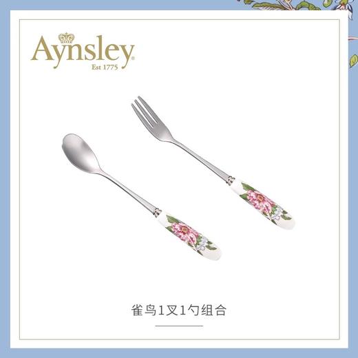 【清仓特惠6.5折】英国Aynsley安斯丽雀鸟家用高档精致不锈钢咖啡搅拌西餐甜品勺叉红玫瑰叉勺套装 商品图4