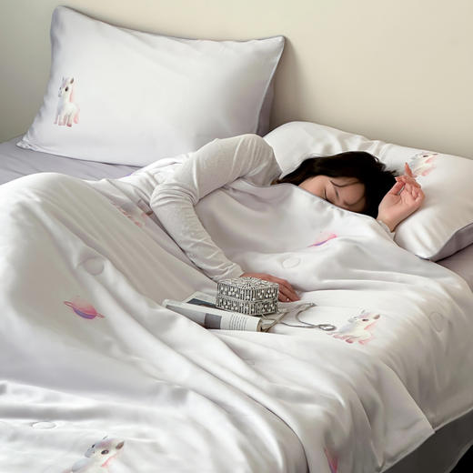自然醒卡通60支天丝数码印花夏被四件套莱赛尔纤维凉感夏被薄款丝滑裸睡空调被可水洗TD 商品图9