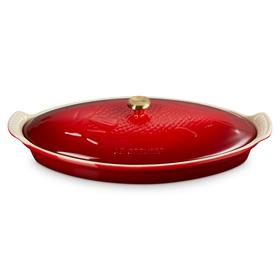 法国进口（Le Creuset）酷彩鱼烤盘带盖34cm