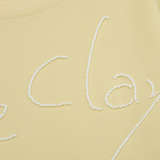 谜底T恤短袖女2025夏季新品休闲日常柠檬黄宽松H型上衣252MT0615 商品图3